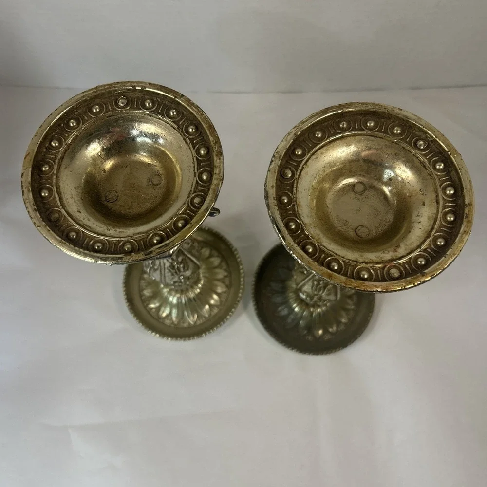 Vintage Gold Tone Candle Holder Set Of 2 Beautiful Ornate Hollywood Regency Read